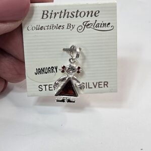 jezlaine january garnet birthstone girl Sterling silve enameled dangle charm new